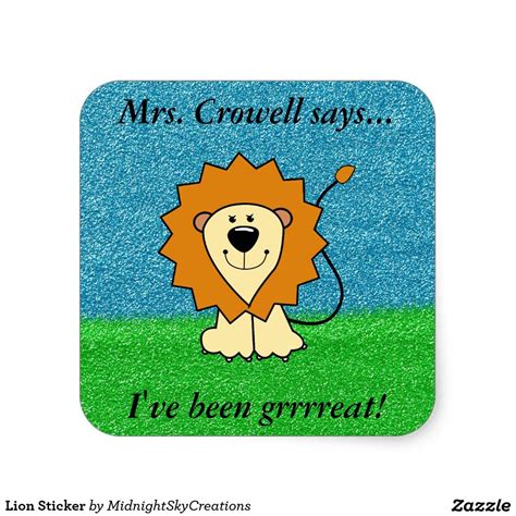 Lion Sticker Teaching aid. Reward for students. Can be customized with your name. Crowell ...