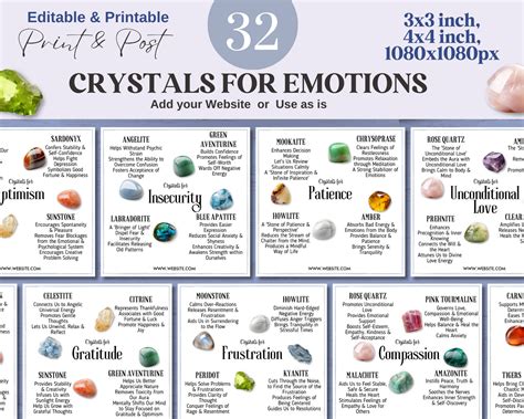 32 Crystals for Emotions Cards, Editable Crystal Kit Card Set -Canva ...