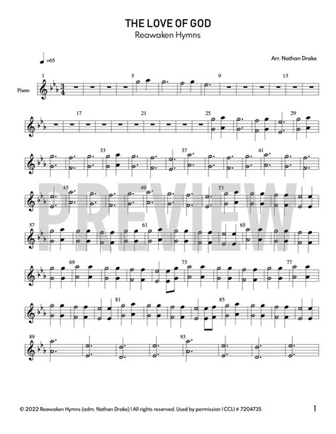 The Love of God - Piano Sheet Music (2 parts)