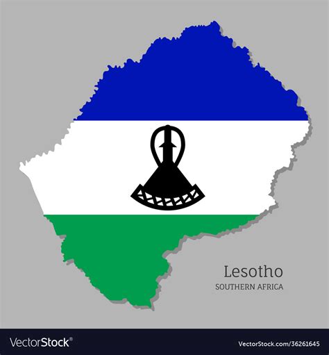 Map lesotho with national flag Royalty Free Vector Image