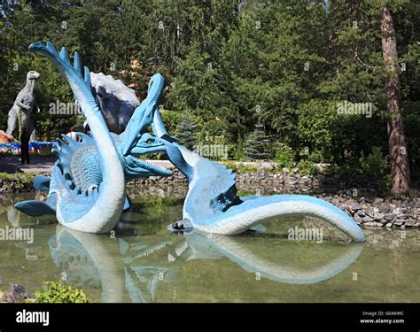 Sculptures of dinosaurs in Novosibirsk Zoo. Russia Stock Photo - Alamy