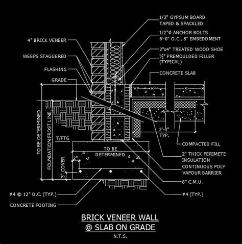 Free CAD Details-Brick Veneer Wall & Slab – CAD Design | Free CAD ...