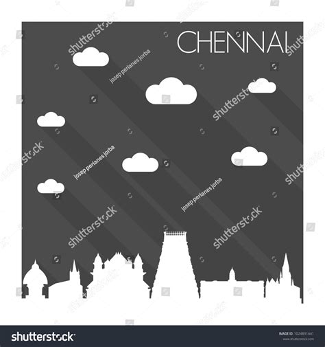 Chennai India Skyline City Flat Silhouette Stock Vector (Royalty Free ...