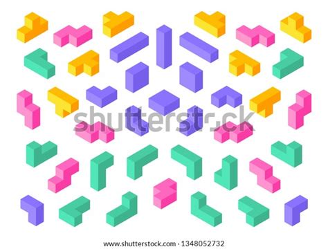 Tetris Shapes Isometric 3d Puzzle Game Stock Vector (Royalty Free ...