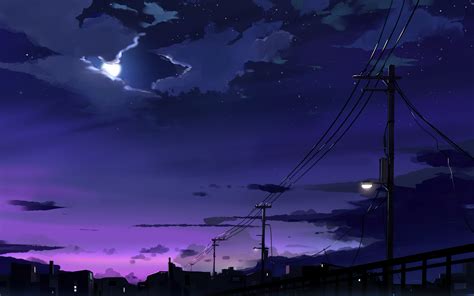 3840x2400 Power Lines Moon Anime Quite Night 4k 4K ,HD 4k Wallpapers ...