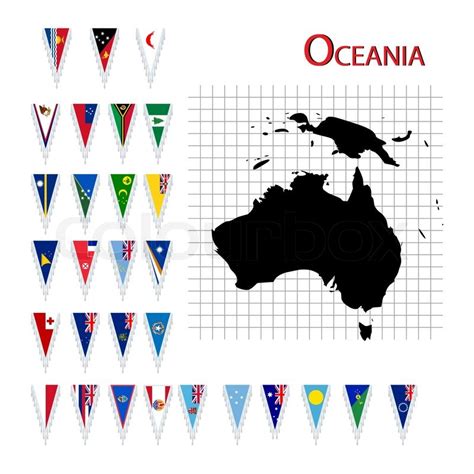 Complete set of Oceania flags and map, ... | Stock vector | Colourbox