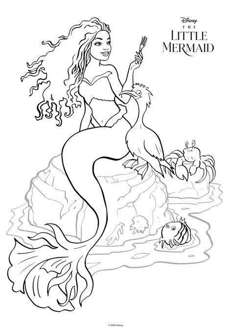 The Little Mermaid movie 2023 coloring pages with Ariel Halle Bailey ...