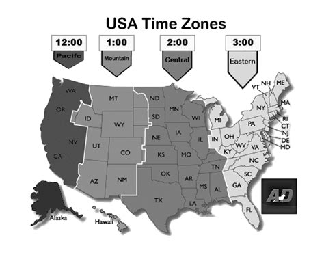 Us Time Zone Map Black And White - Felice Thomasina