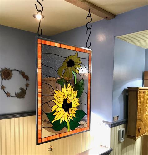 beautiful custom sunflower stained glass window panel | Making stained ...