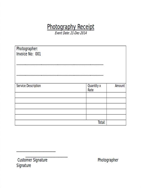 Photography Receipt - 6+ Examples, Format, How to Write, Pdf, Tips