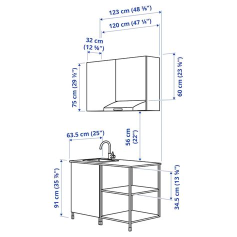 ENHET Cozinha, branco/efeito betão, 123x63.5x222 cm - IKEA