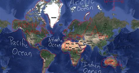 world continents and oceans : Scribble Maps