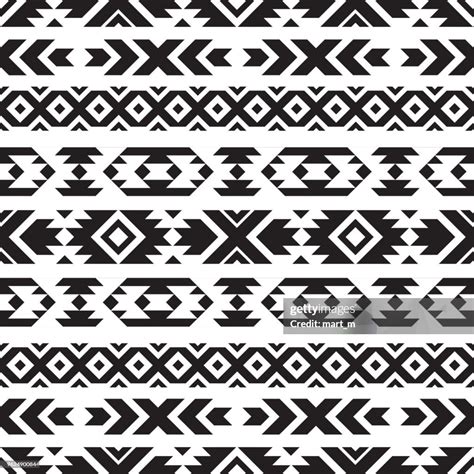 Seamless Tribal Black And White Pattern High-Res Vector Graphic - Getty ...