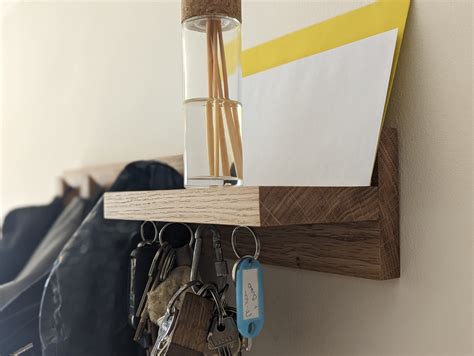 Solid Oak Coat Hooks With Shelf & Key Rack