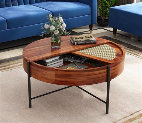 Buy Emerie Round Coffee Table (Honey Finish) Online in India at Best ...