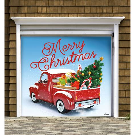 7' x 8' Red and Green "Merry Christmas" Single Car Garage Door Banner - Walmart.com - Walmart.com