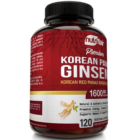 Korean Red Panax Ginseng 1600mg - 120 Capsules | NutriFlair