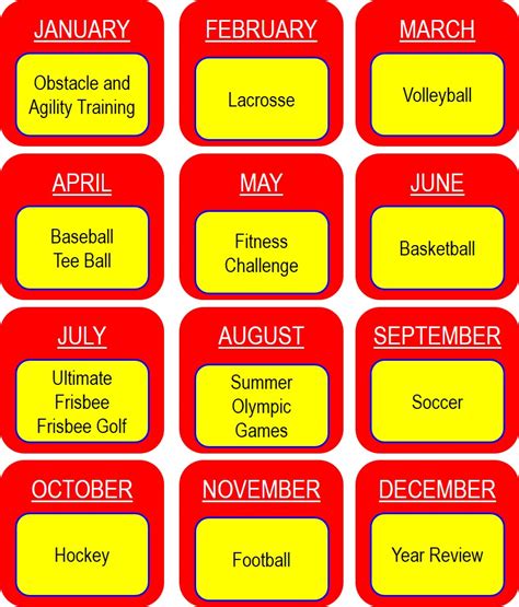 Calendar – Super Sports 4 Kids