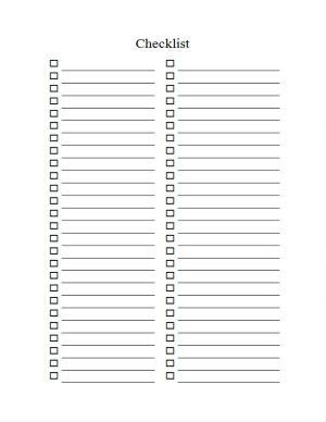 FREE Checklist Template Word