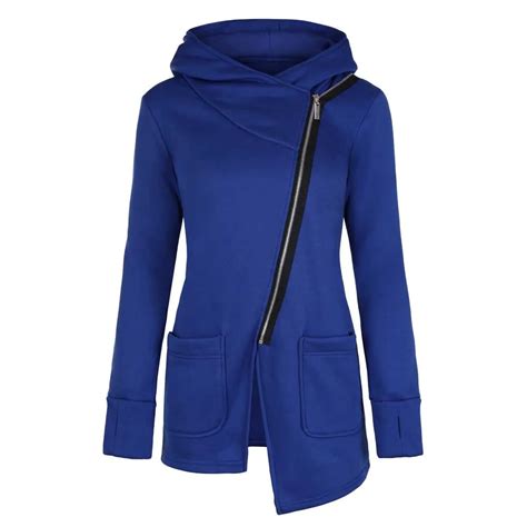 FeiTong Autumn Jacket Women Winter Zipper Coat Pocket Zipper Hooded ...