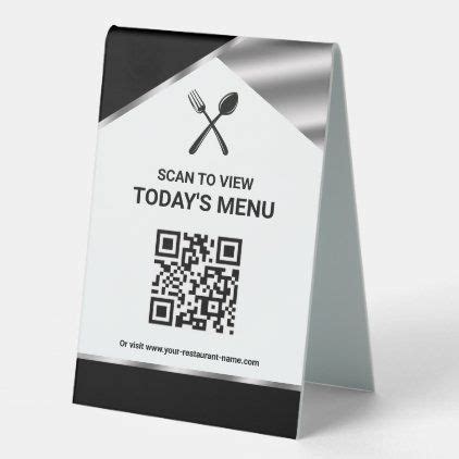 Restaurant Contactless QR Code Black Menu Table Tent Sign | Zazzle | Qr code business card ...