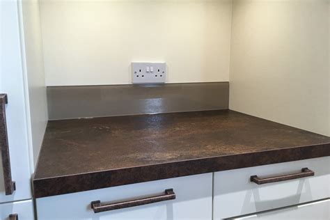 A deep Mocha Brown Kitchen Glass Splashback & Upstand