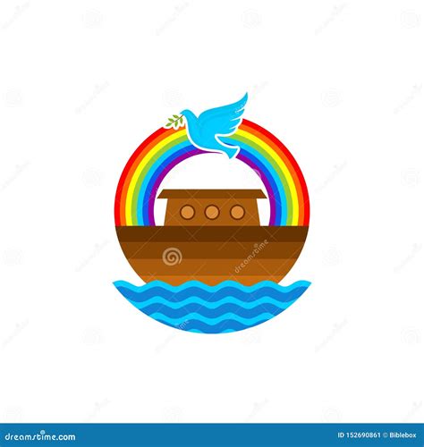 Logo of Noah`s Ark. Rainbow - a Symbol of the Covenant. Dove with a Branch of Olive Stock Vector ...