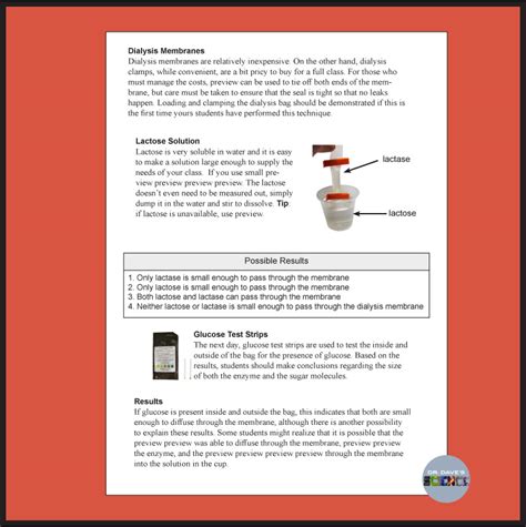 Lactase Lactose Dialysis Activity Experiment Lab Digestive Enzymes ...