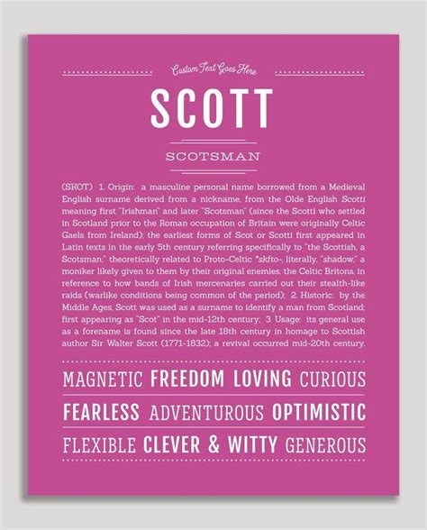 Scott | Classic Name Print | Classic names, Names with meaning, Personalized art print