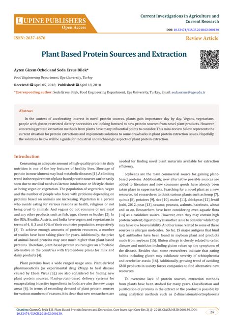 (PDF) Plant Based Protein Sources and Extraction