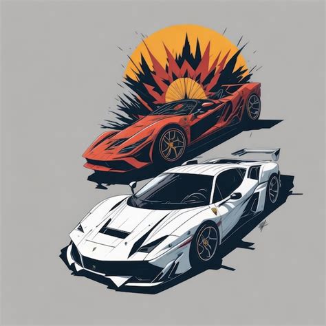 Premium Photo | A drawing of a lamborghini and a ferrari car.