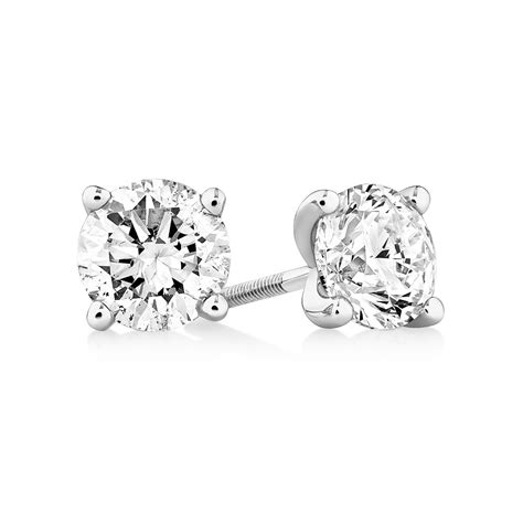 Stud Earrings with 2 Carat TW of Diamonds in 14ct White Gold