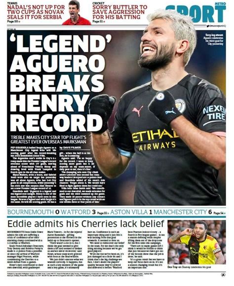 Newspaper Headline: 'Legend' AgÃ¼ero Breaks Henry Record - Learn ...