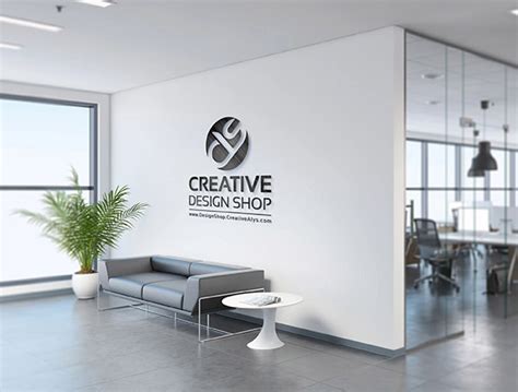 Office Wall Corporate Logo Mockup – Creative Alys