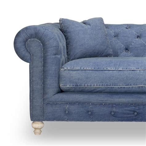 Greenwich 96" Sofa in Desi Blue Denim - Spectra Home Furniture