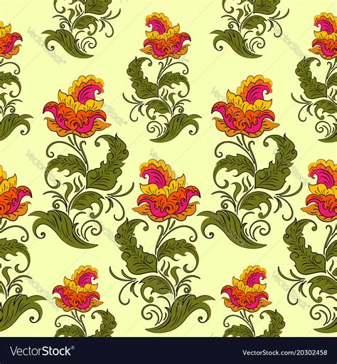 Seamless pattern with red flower Royalty Free Vector Image