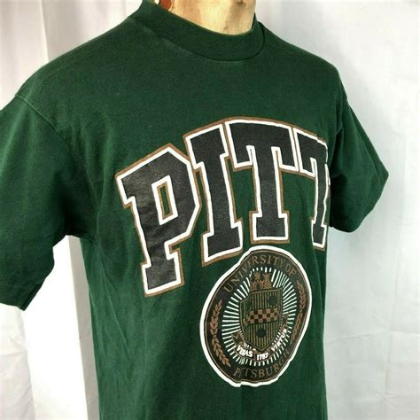 Vintage Pitt University of Pittsburgh L T-shirt Large Mens Puffy Crest ...