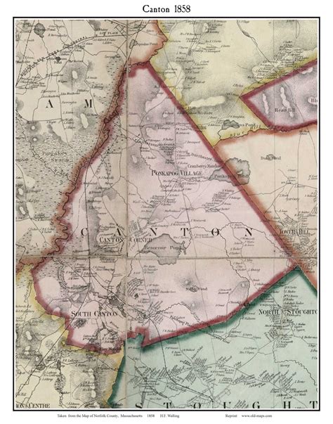 Canton, Massachusetts 1858 Old Town Map Custom Print - Norfolk Co. - OLD MAPS