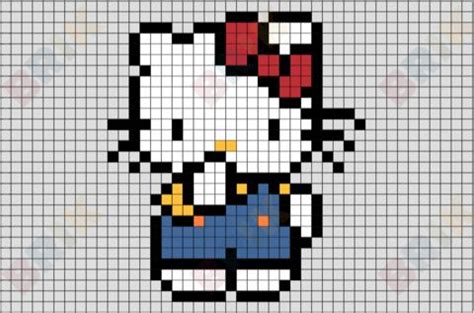 Hello Kitty Pixel Art | Pixel art, Minecraft pixel art, Pixel art grid