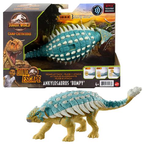 Jurassic World Human Dino Pack Ben Ankylosaurus Bumpy Action Figures, Spear Accessory, Camp ...