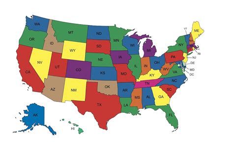 Map of the United States, 50 States Map of USA USA Map Printable Usa Map Usa Map Wall Art Usa ...