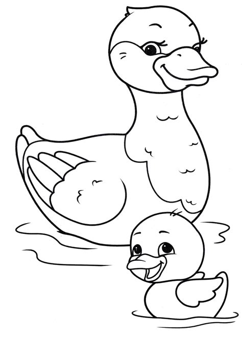 Mama Duck And Duckling Coloring Page Free Printable Coloring Pages ...