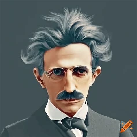 Portrait of nikola tesla with albert einstein's hair and mustache on Craiyon