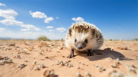 Premium Photo | Photo of a Desert Hedgehog in a Desert with blue sky