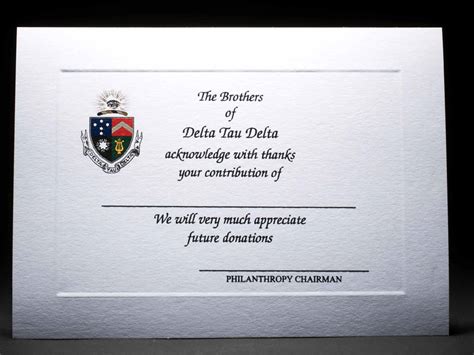 Full Color Donation Thank You Cards Delta Tau Delta | GreekStation