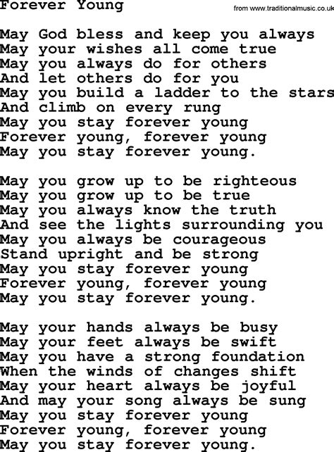 Joan Baez song - Forever Young, lyrics