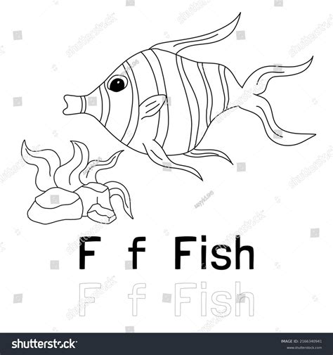 Alphabet Letter F Fish Coloring Page Stock Vector (Royalty Free) 2166340941 | Shutterstock