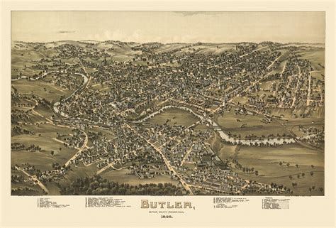 Old Map of Butler Pennsylvania 1896 Butler County | Butler county, Birds eye view map ...