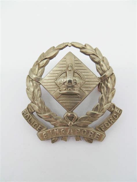 Obsolete Singapore Police Force Cap Badge - King's Crown in Collectables, Memorabilia, Police ...