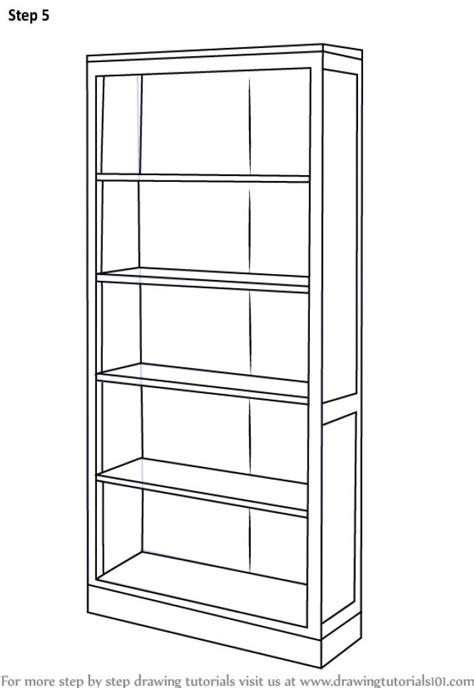 Learn How To Draw A Book Shelf (furniture) Step By Step | Furniture ...